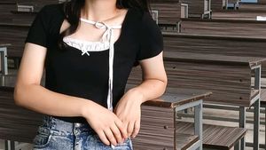 Black Tie-Front Crop Top
