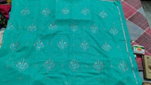 Elegant Turquoise Embroidered Saree