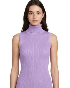 Sleeveless Turtleneck Ribbed Top