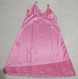Pink Satin Babydoll Nighty For Women And Girls