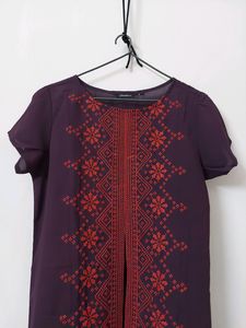 Dark Wine colored Kurta with front slit