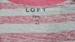 LOFT Linen Striped Scoop-Neck Top