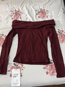 Maroon Off-Shoulder Top