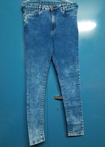 Acid Wash Denim Blue High Rise Super Skinny Jeans