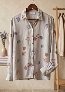 Elegant Vintage Floral Print Full-Sleeve Shirt (M)