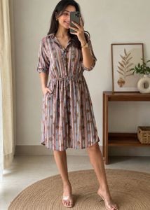 Striped Button-Up Midi Dress