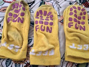 Anti Skid Yellow Socks with White Design