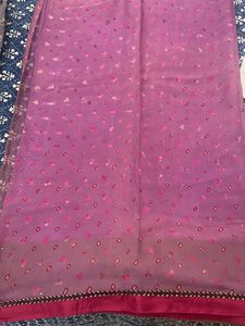 Designer Chiffon Saree,  Real Bandhni With Mukaish