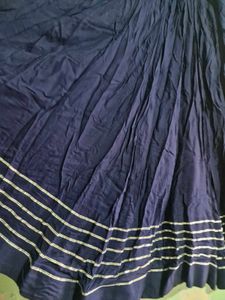 Navy Blue Ethnic Blouse with Silver Stripes