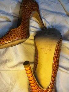 Chic Brown Snake Print Stiletto Heels