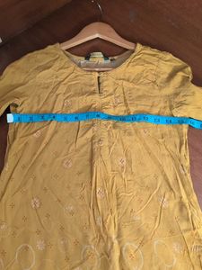 Yellow Printed Kurta