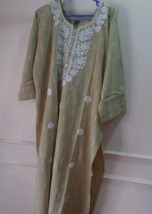 Green chex Embroidered Kurti