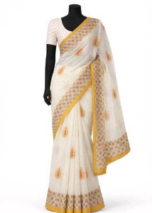 Unstitched Elegant Beige chiffon Saree