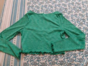 Green Ring Detail Long Sleeve Top