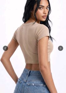 Cute Ribbed/Mustard-Brown Top 🤎