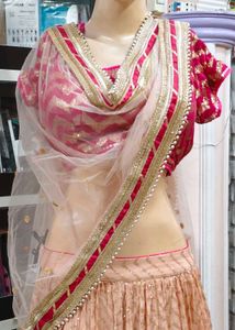 Elegant Pink &amp; Gold Lehenga Choli Set