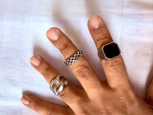 Unique Silver Tone 3 Ring Set