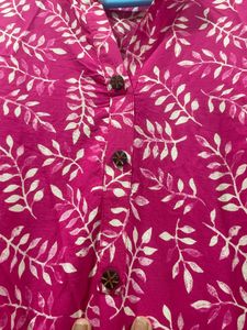Printed Cotton Kurti Pink In Color