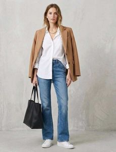 H&M High Waist Slim Straight Blue Jeans