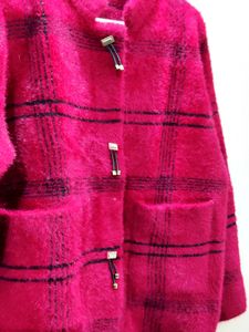 imported luxury berry plaid women's cardigan/jacke
