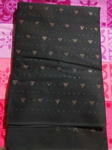 Pure Cotton Elegant Black Star Print Saree