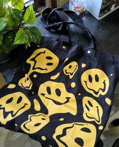 Aesthetic Groovy Smiley Face Tote Bag