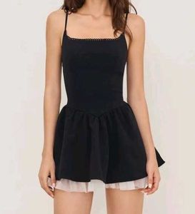 Cider Cute squareneck Black Mini Dress