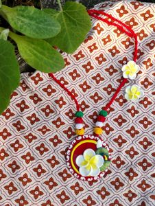 Handmade Floral Clay Necklace set