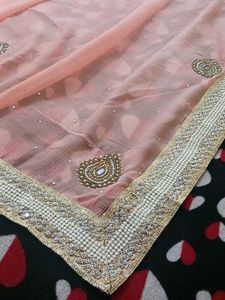 Beautiful peach Pink Embellished Saree