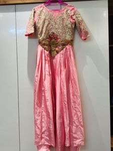 Elegant Embroidered Pink Ethnic Gown