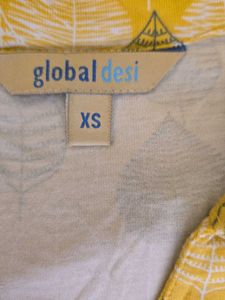 Yellow Leaf Print Kurta