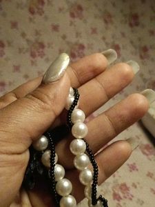 Elegant Pearl charm with Black Bow
