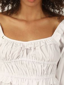 Forever 21 White Smocked Square Neck Dress