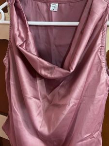 Satin Cowl Neck Sleeveless Top