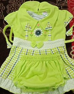 Cute Green Baby Dress with Matching Bag