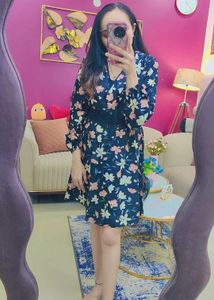 Women's Black Floral Midi Dress