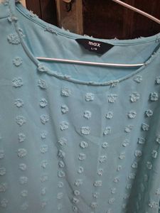 Chic Blue Sheer Sleeve Top