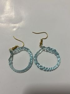 Blue Twisted Hoop Earrings