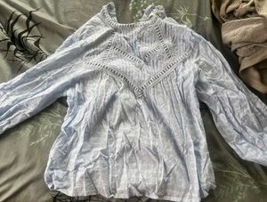 Light Blue Boho Blouse