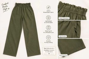 Stylish Olive Green Paperbag Waist Pants