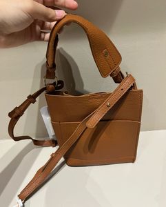 Chic Brown Faux Leather Bucket Bag
