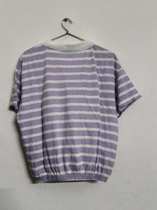 Purple Striped Collared Top