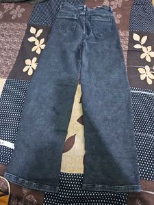 Stylish Wide Leg Grey Denim Jeans