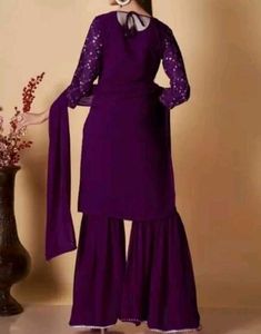 Stunning Purple Sequined Kurta Set