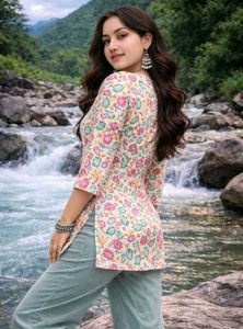 Floral Print Kurta Top