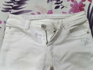 White Denim Jeans with Sparkle Detail