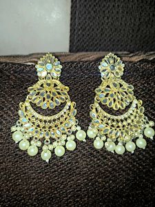 Elegant Pearl & Mirror Work Jhumkas