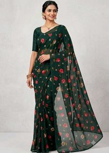 Elegant Floral Print Saree
