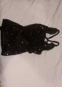 Sparkling Black Sequin Crop Top