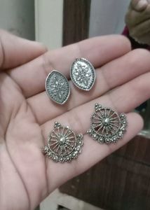 Silver Tone Stud Earring Set